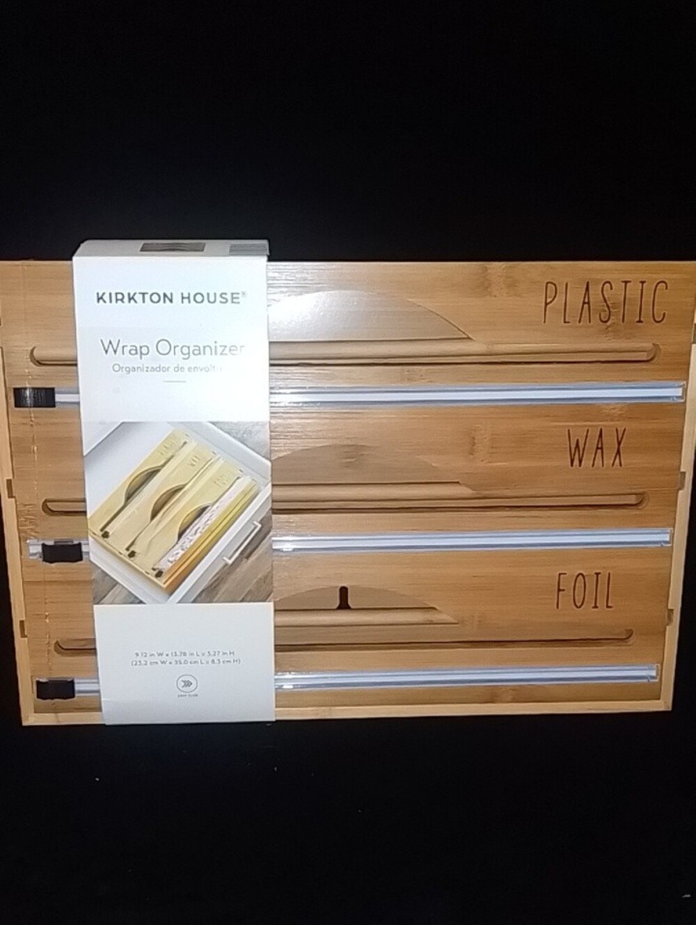 Wooden Kitchen Organizer Box with Labeled Wax and Foil Slots - Yellow